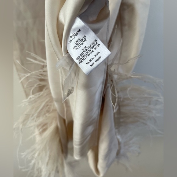 L'Academie Los Angeles | Mindy Midi Dress in Ivory | Ostrich Feather Trim | XL - Picture 9 of 11